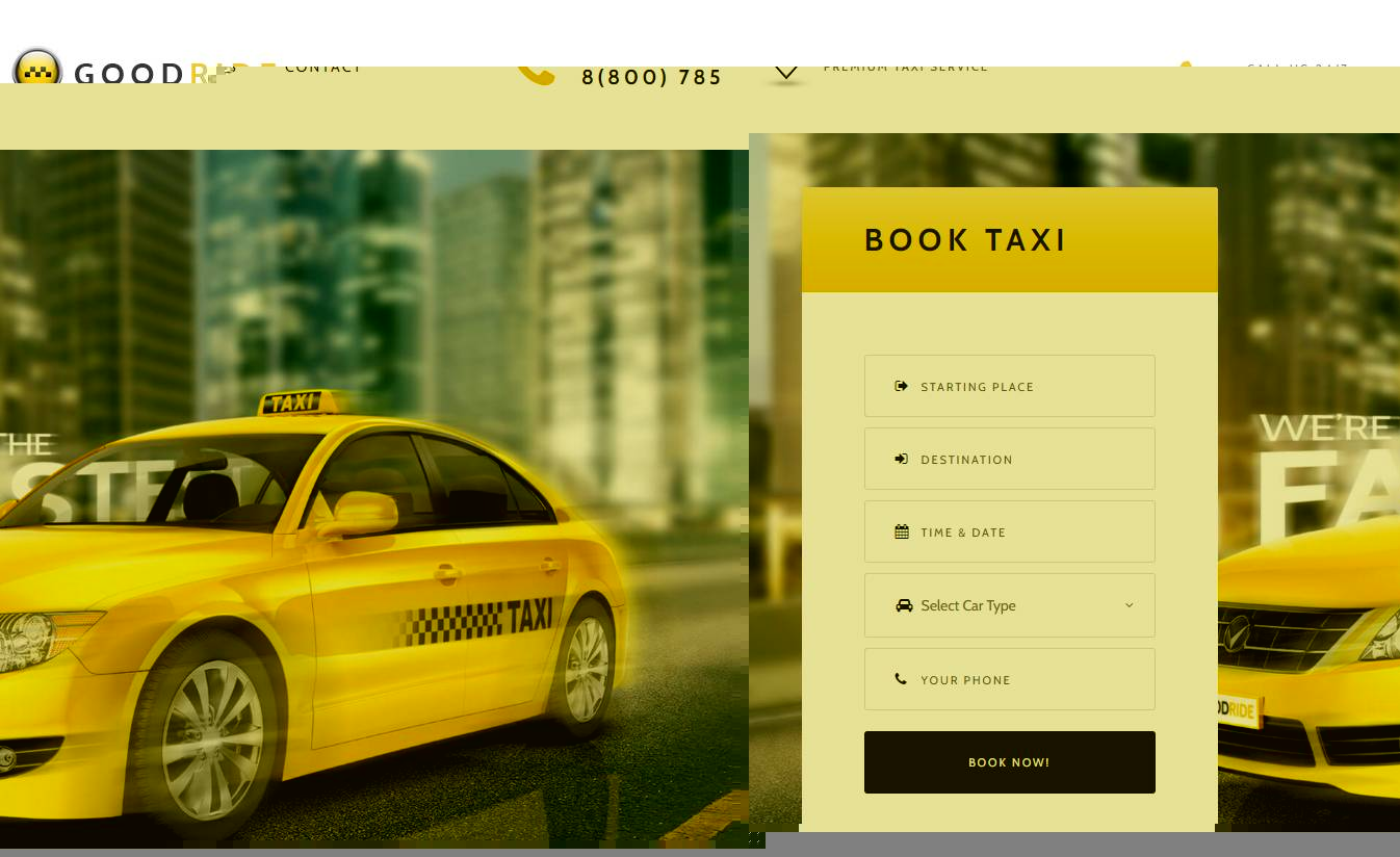 Good Ride - Taxi Company, Cab Service WordPress Theme