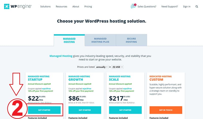 WpEngine Select Hosting Package