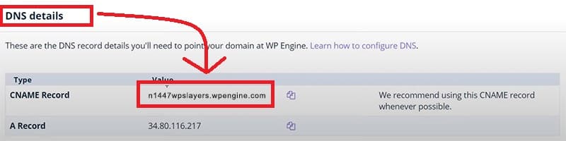 WpEngine Getting CNAME For Domain