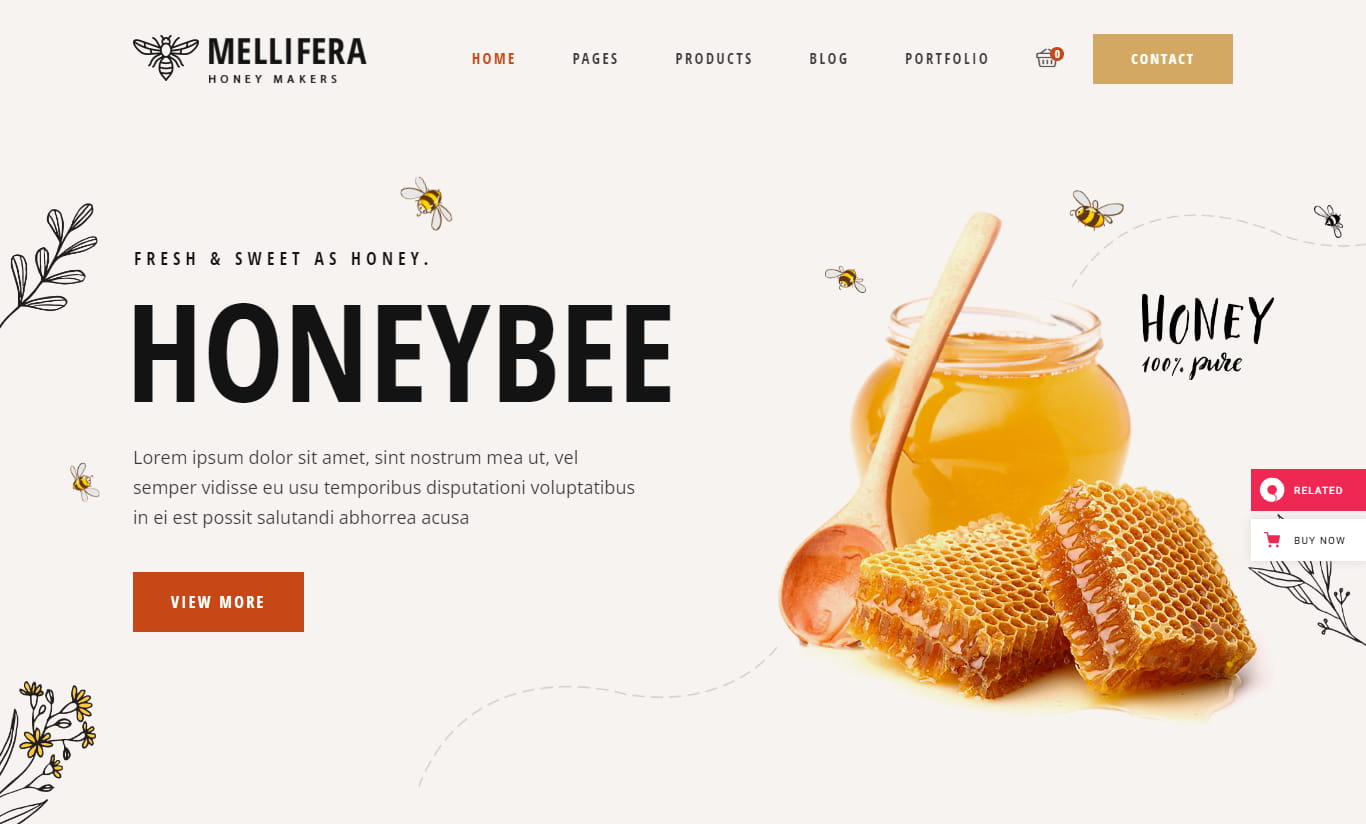 Wonderful Honey Shop WordPress Theme Collection
