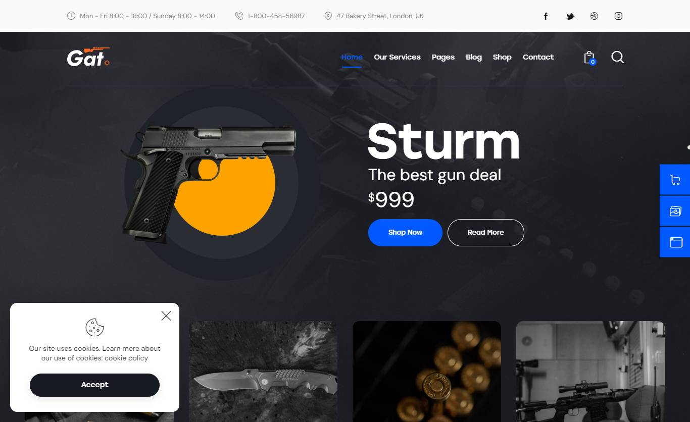 Gat - Gun & Weapon Store WordPress Theme by ThemeREX