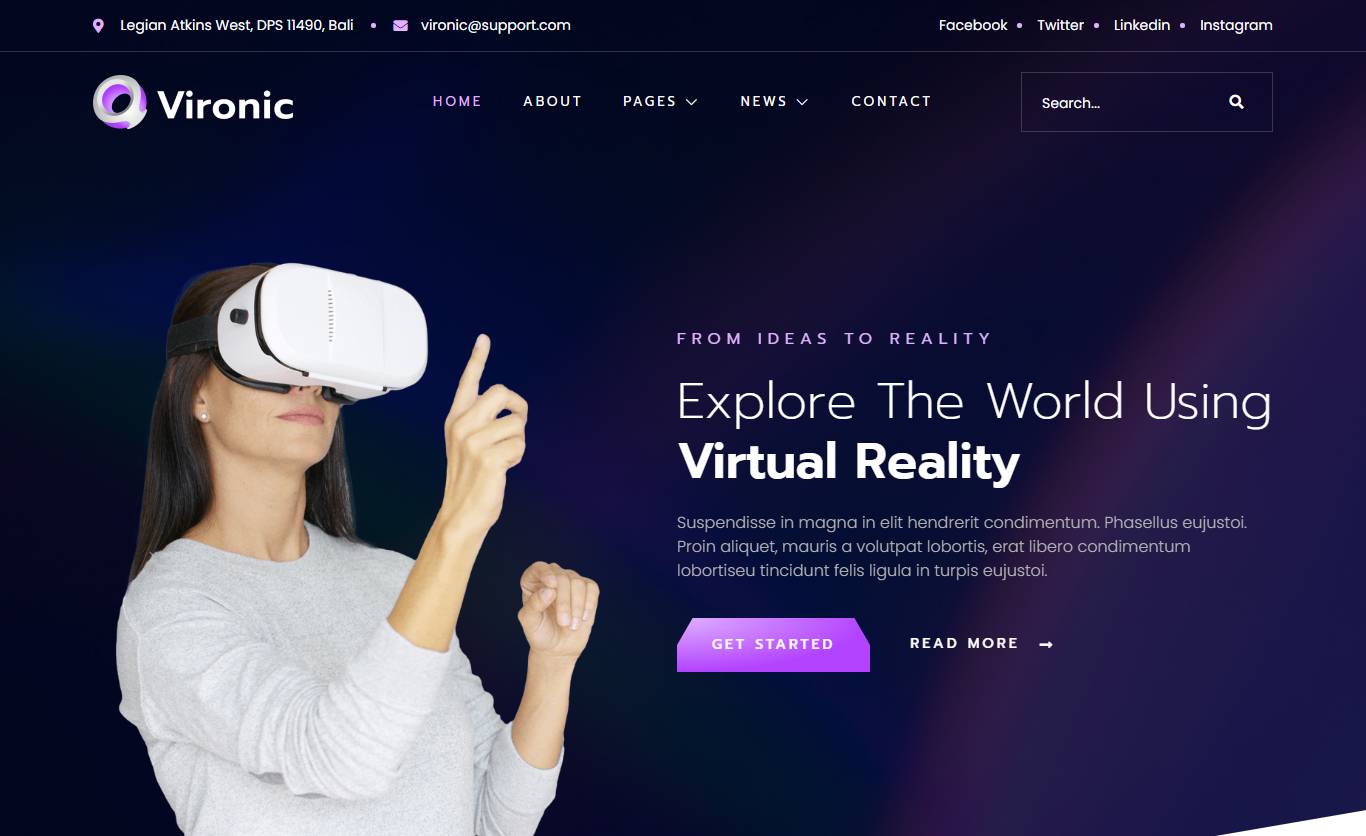 Vironic – Virtual & Augmented Reality Solutions WordPress Theme