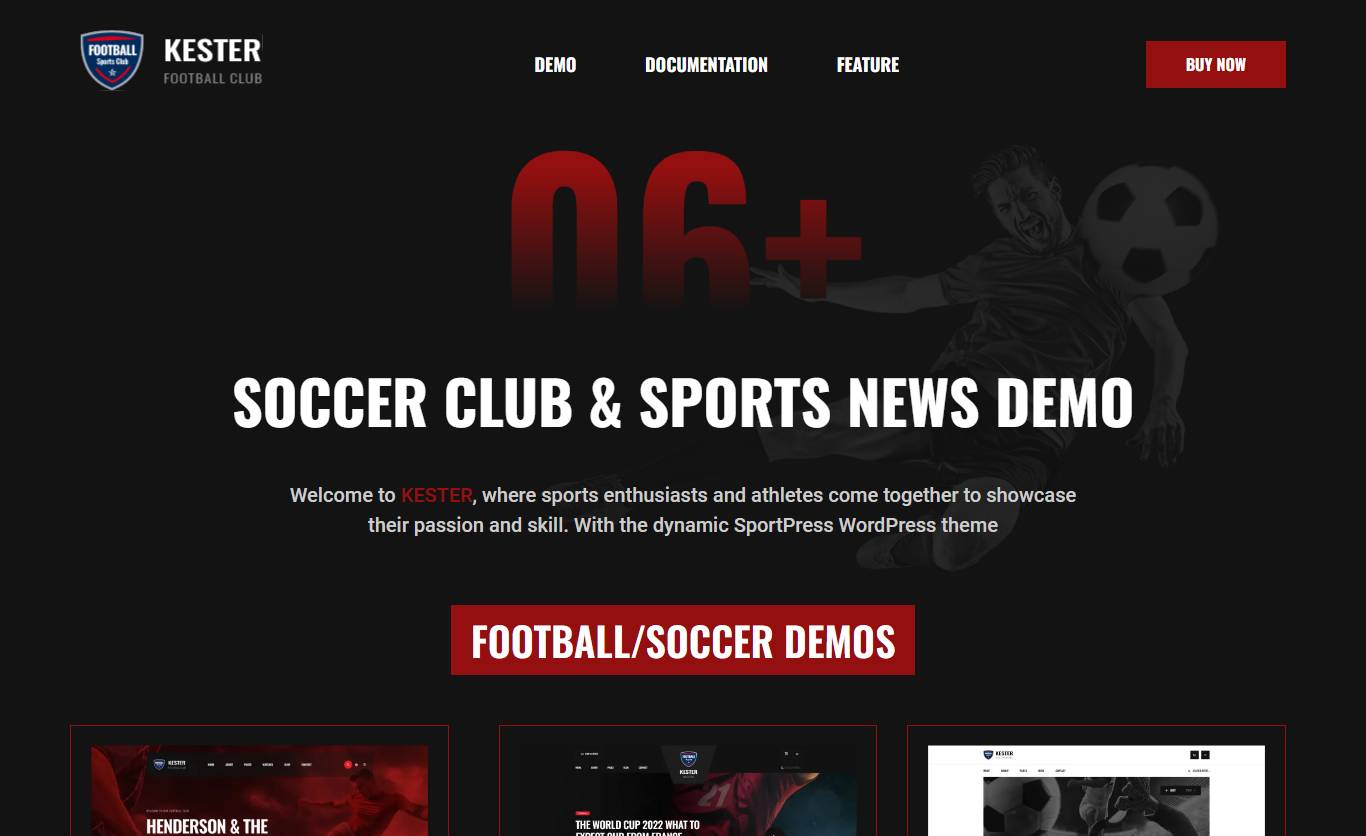 Kester - Football, Soccer & Sports WordPress Theme