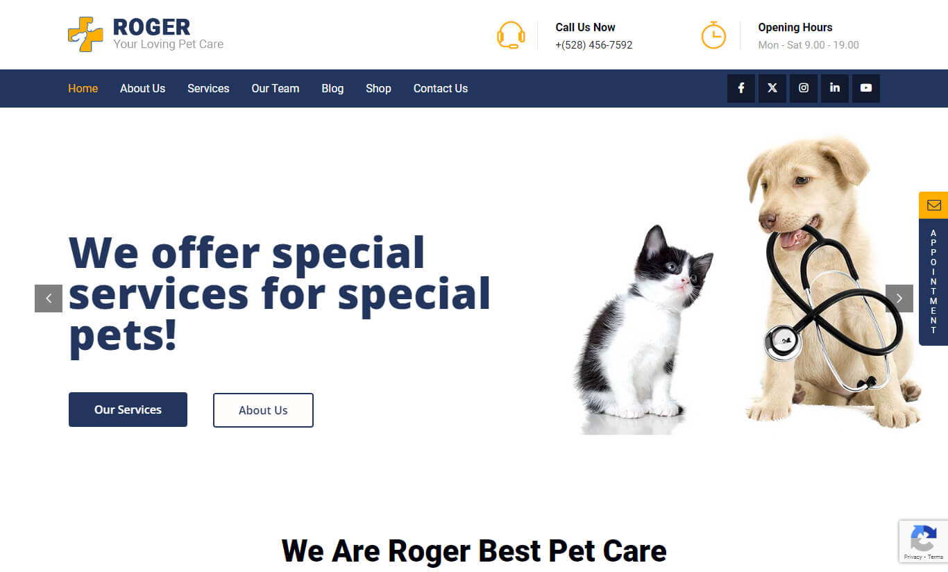 Roger - Pet Care WordPress Theme
