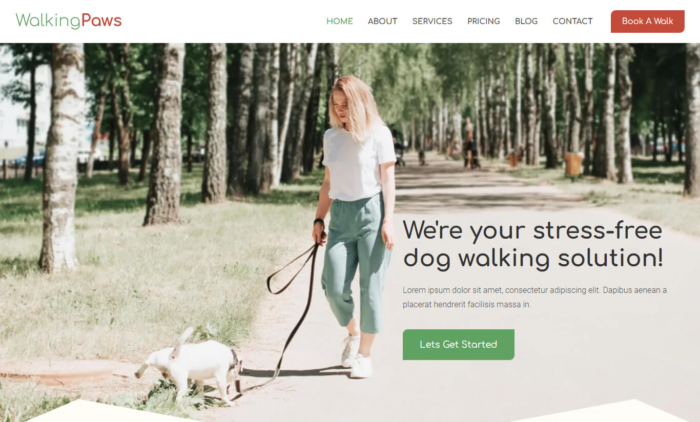 Walking Paws - Dog Walking and Pet Services Elementor Template Kit