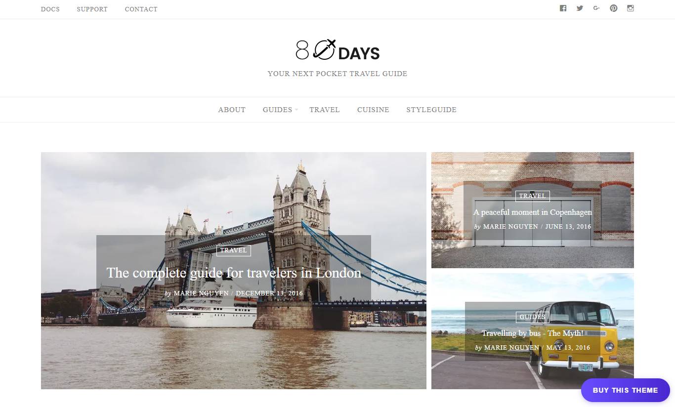 EightyDays - A WordPress Theme For Travel Blogs
