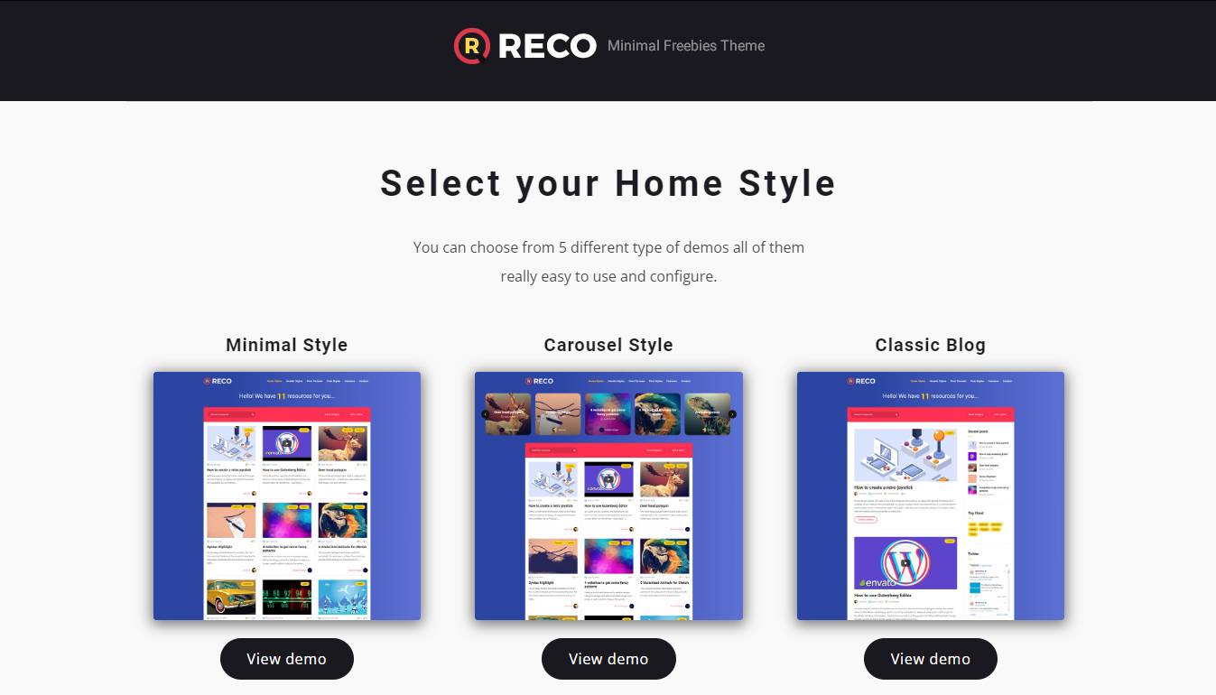 Reco - Minimal Lightweight AMP Theme for Freebies