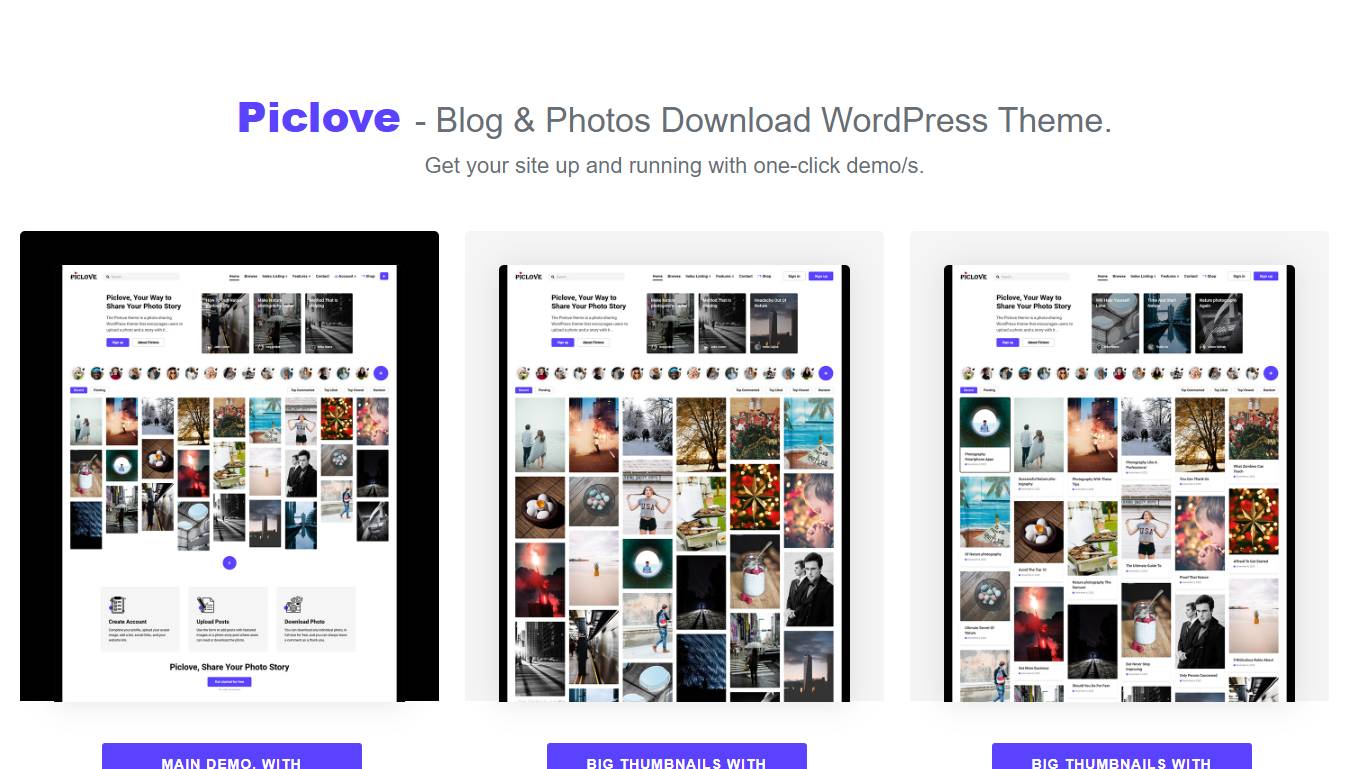 Piclove - Blog & Photos Download WordPress Theme