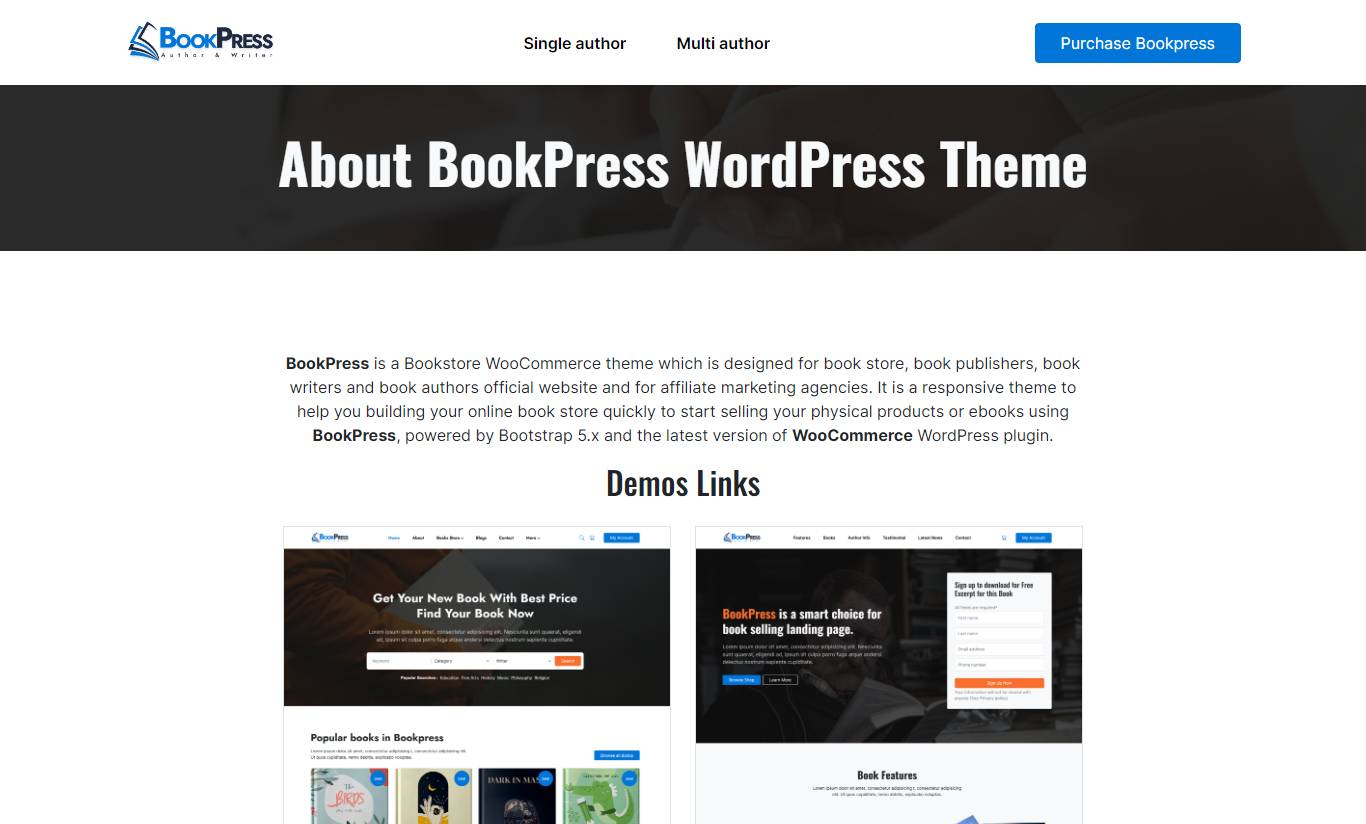 Bookpress - Bookstore WooCommerce Theme for Publisher, Writers and Authors