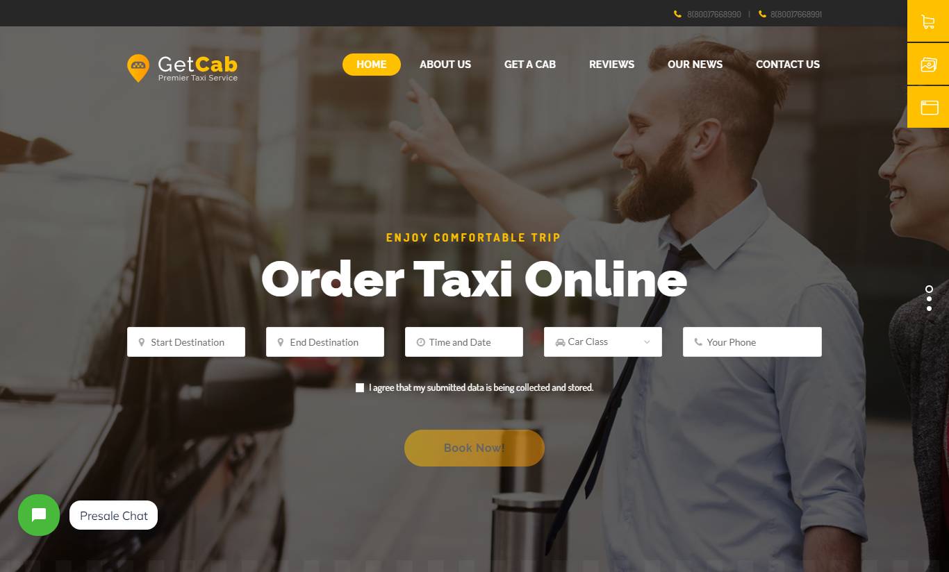 GetCab WordPress Theme: Revolutionizing Online Taxi and Car Rental Services