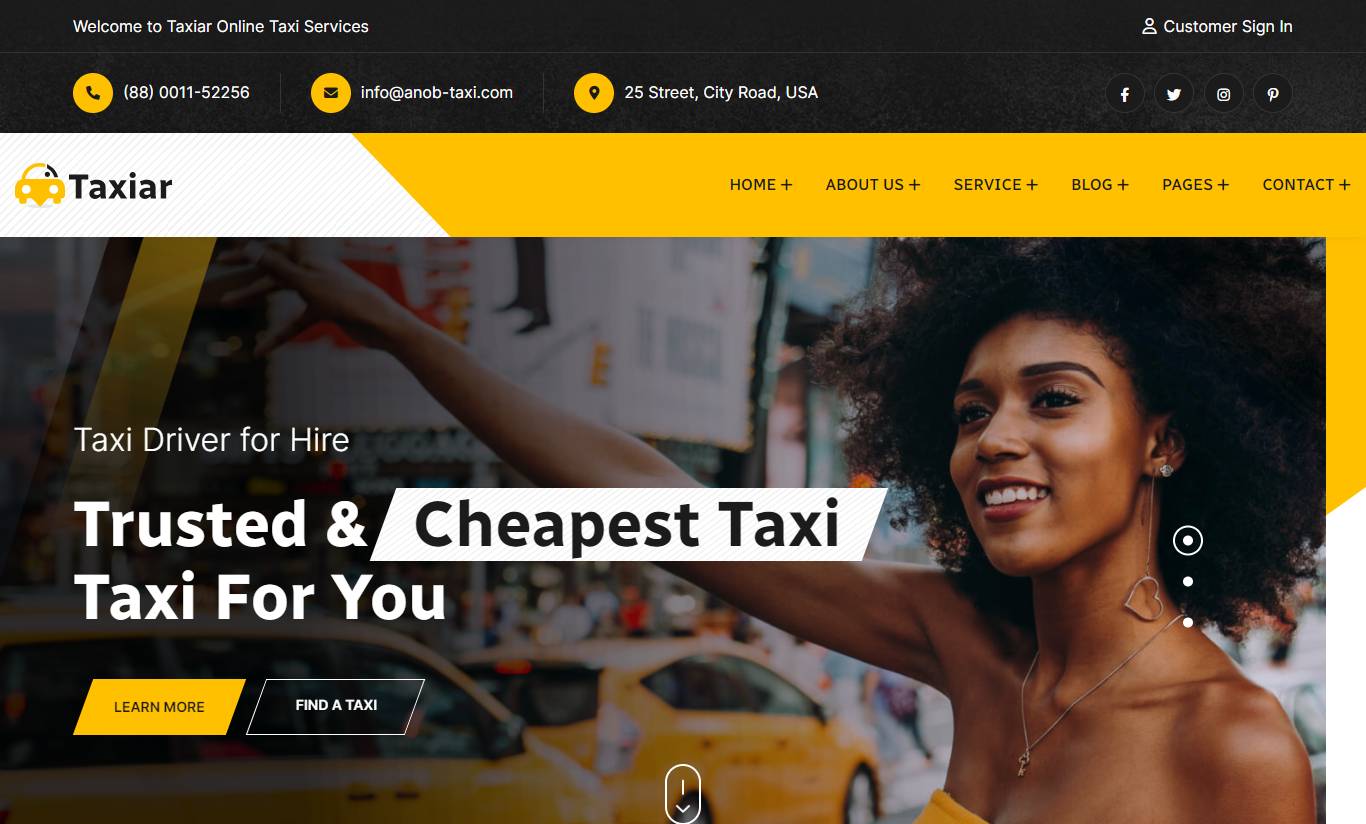 Taxiar - Online Taxi Service Wordpress Theme