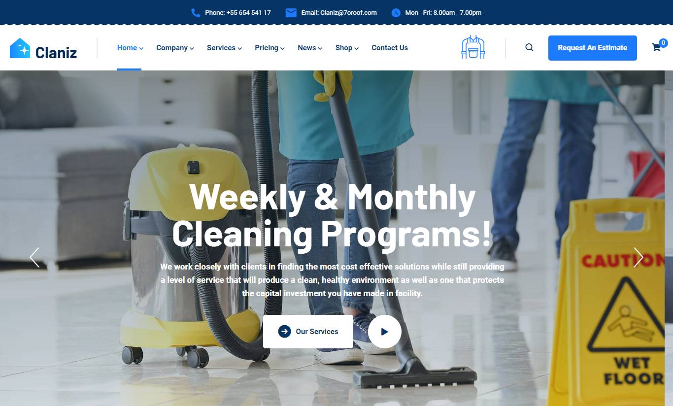 Claniz - Cleaning Services WordPress Theme