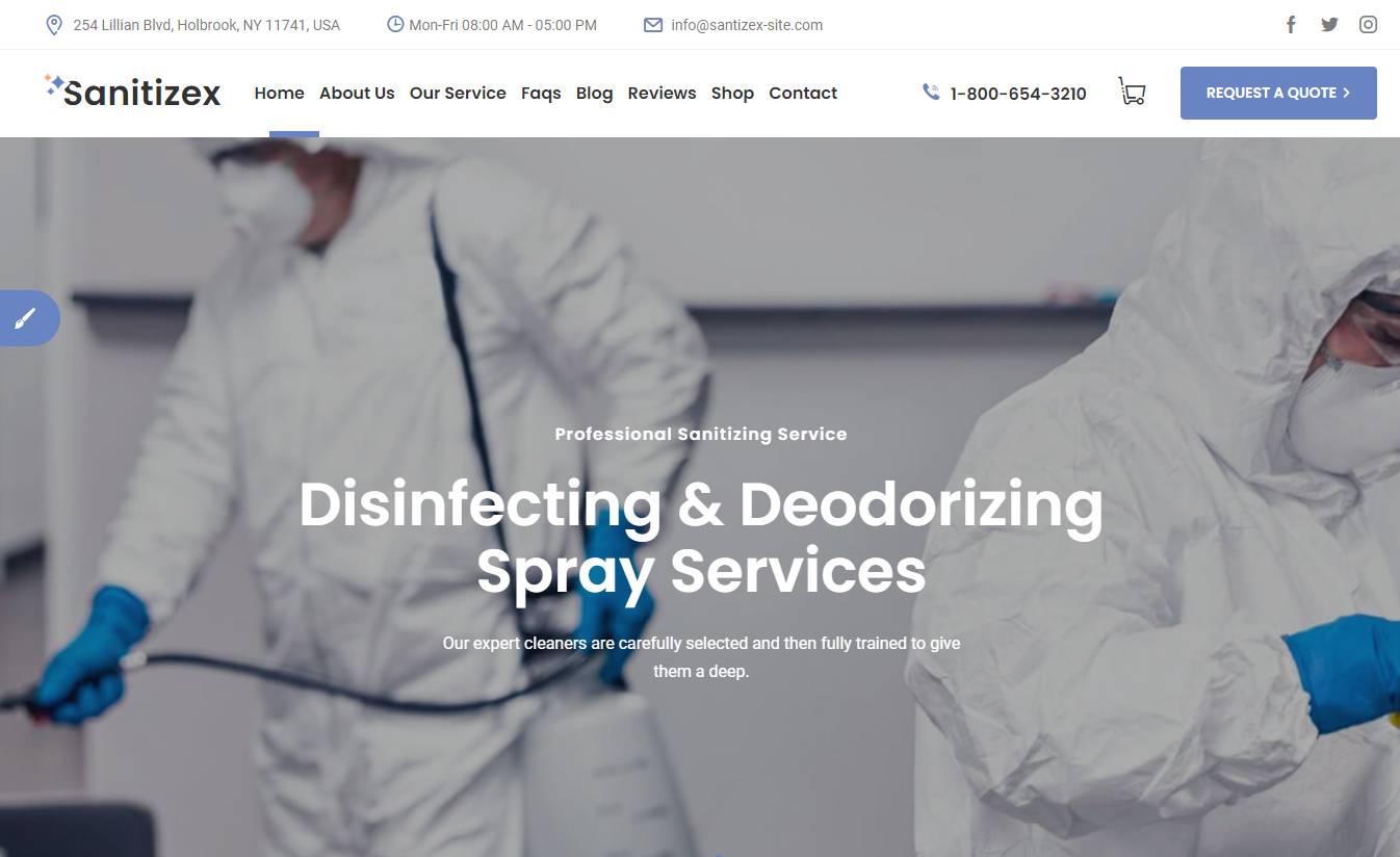 Sanitizex - Sanitizing and Cleaning Services WordPress Theme