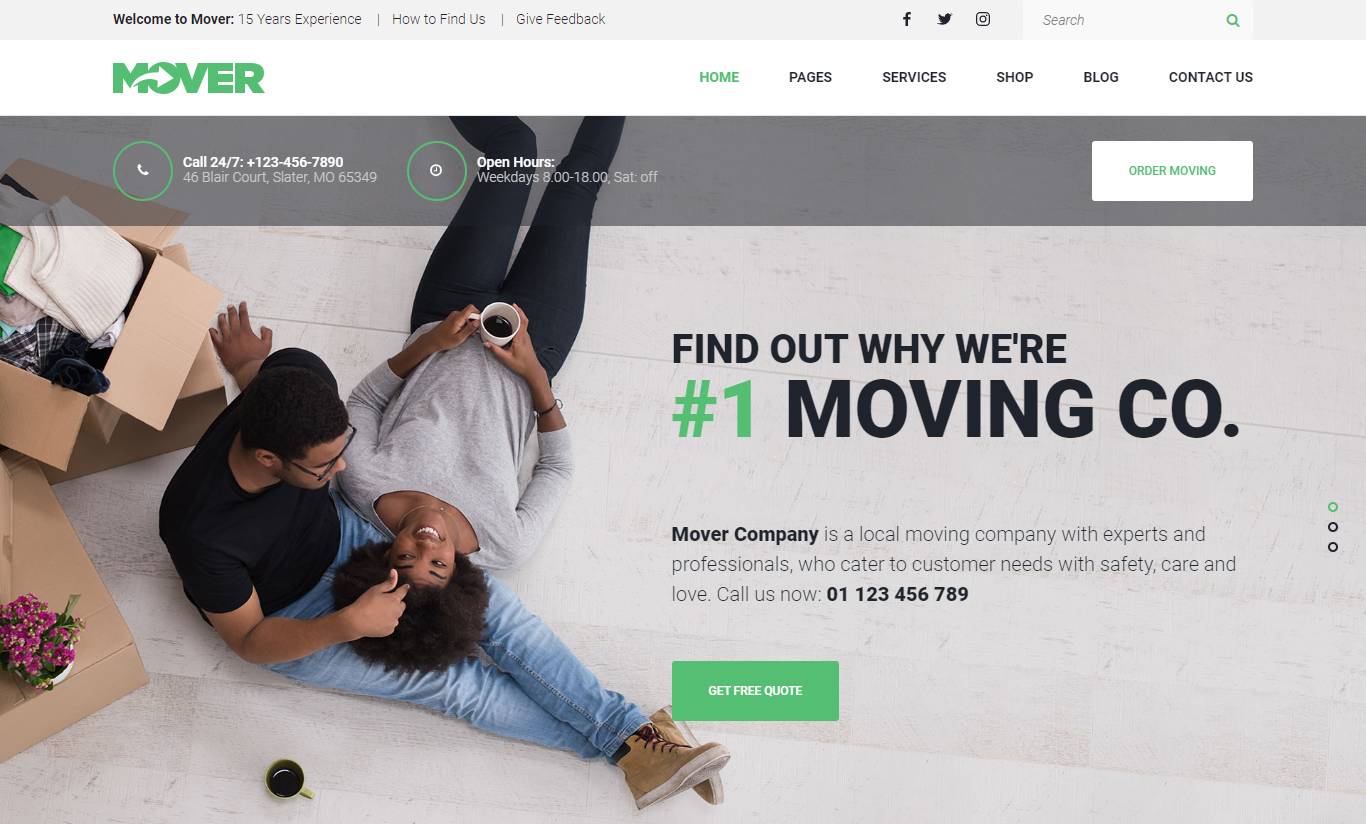 Mover - Moving Company & Storage Services WordPress Theme