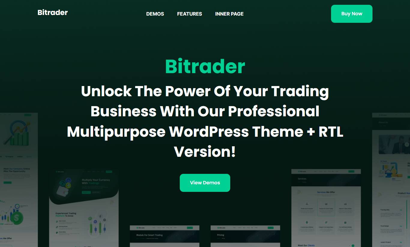 Bitrader - Crypto, Stock and Forex Trading Business WordPress Theme