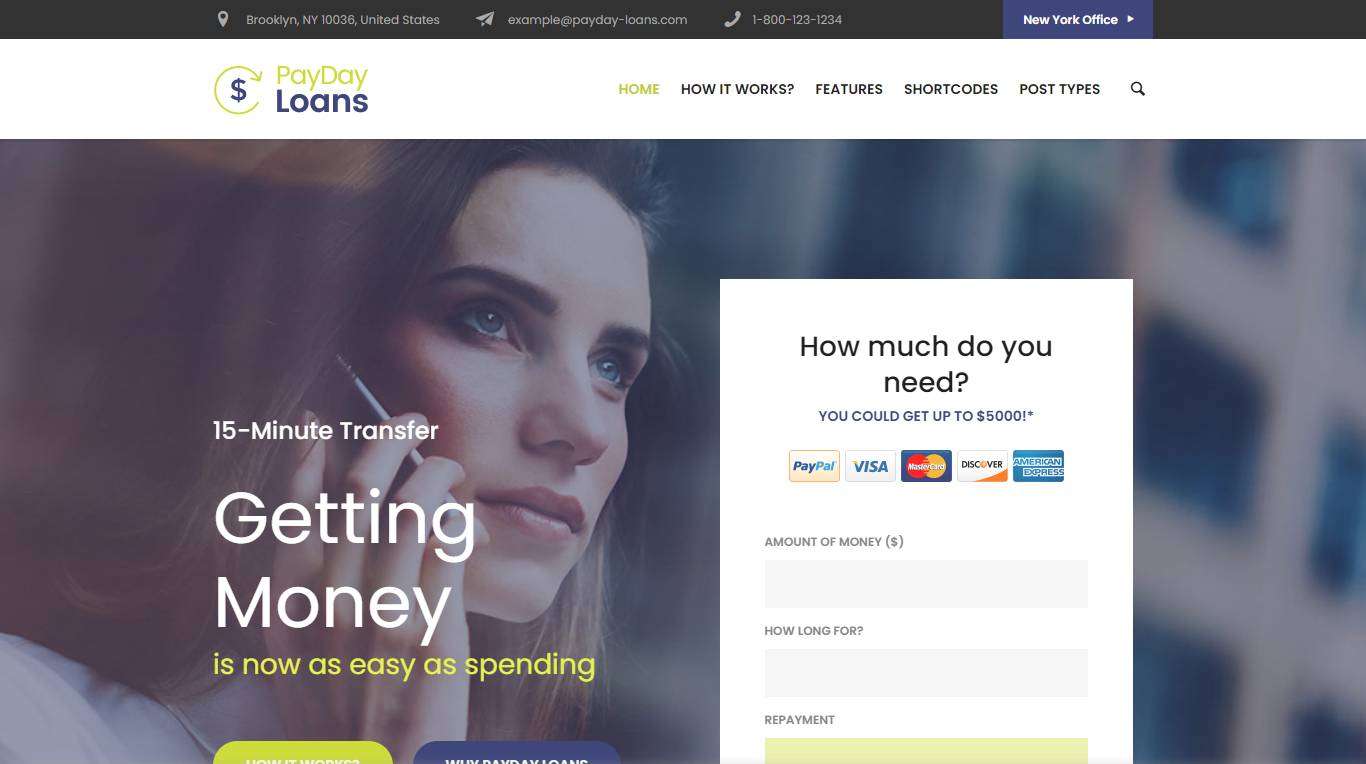 Payday Loans - Banking, Loan Business and Finance WordPress Theme