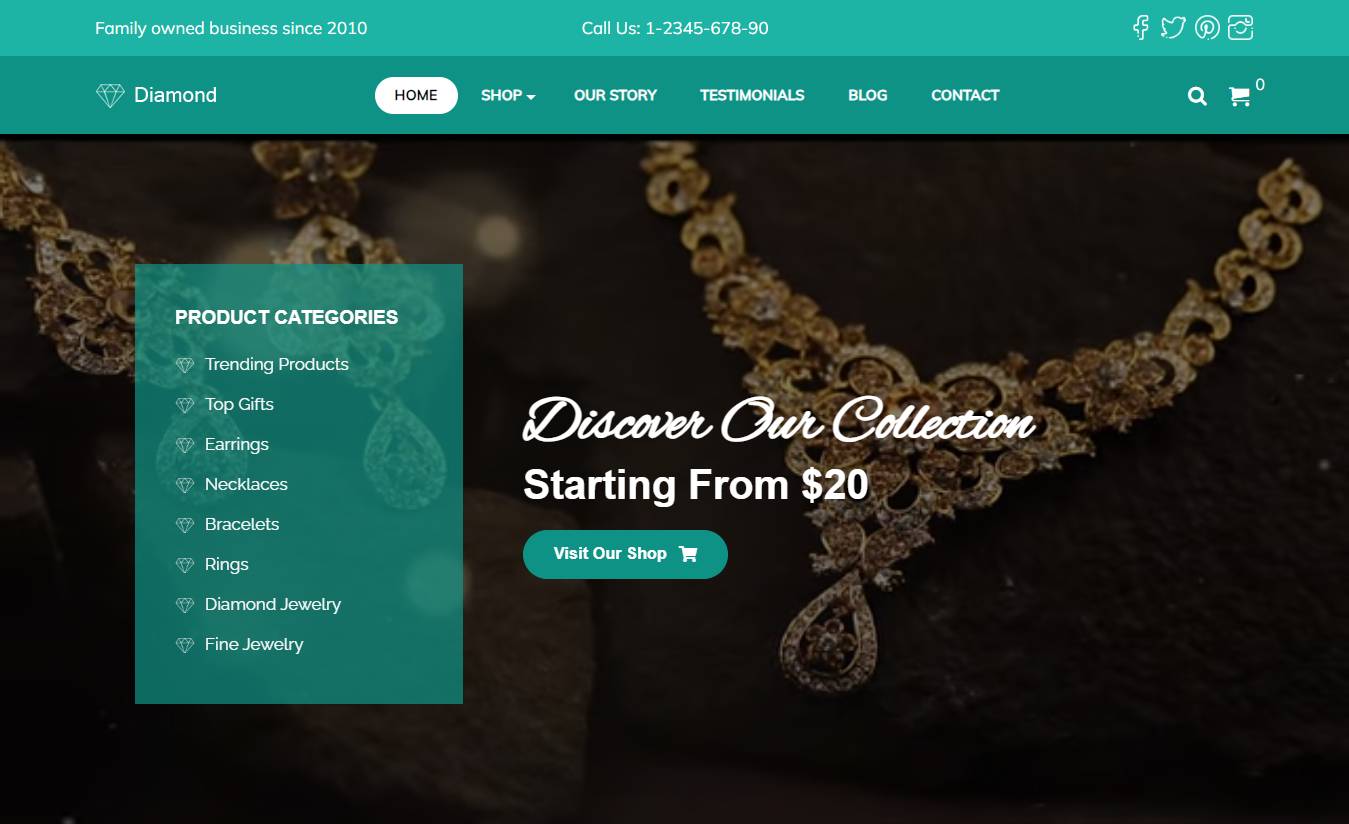 Diamond Jewellery eCommerce WordPress Theme