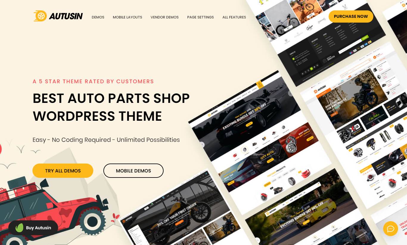  Autusin - Auto Parts & Car Accessories Shop Elementor WooCommerce WordPress Theme