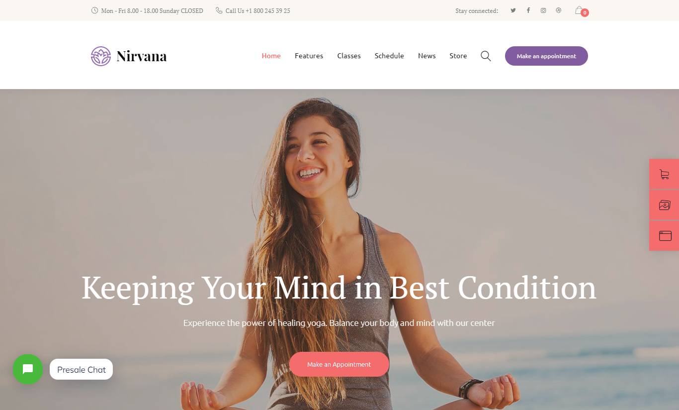 Nirvana | Yoga Studio and Fitness Club WordPress Theme