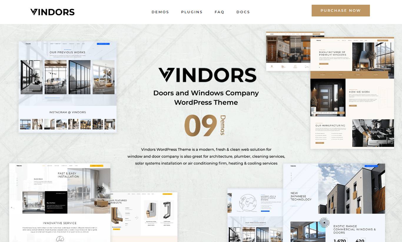Vindors - Windows & Doors Company WordPress Theme