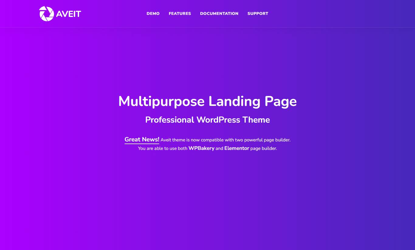 Aveit - Landing Page WordPress Theme