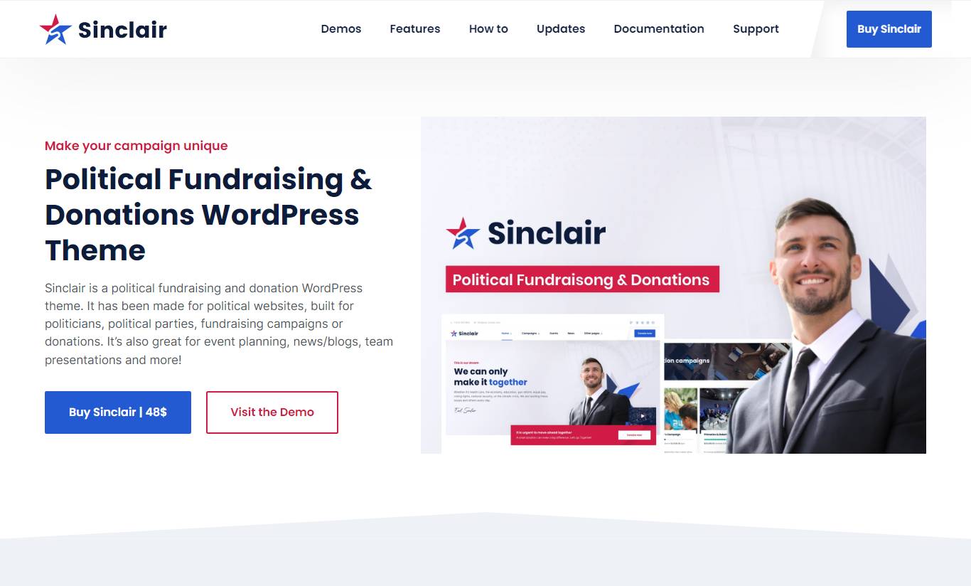 Sinclair - Political Fundraising & Donations WordPress Theme