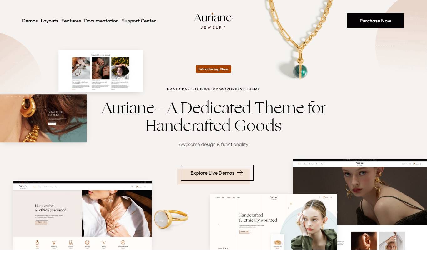 Auriane - Handcrafted Jewelry Store WordPress Theme