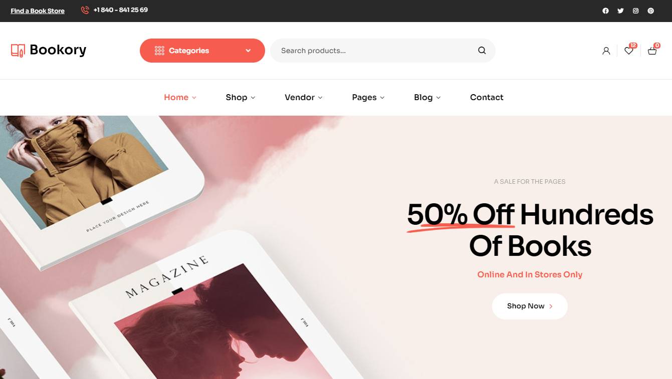 Bookory - Book Store WooCommerce Theme