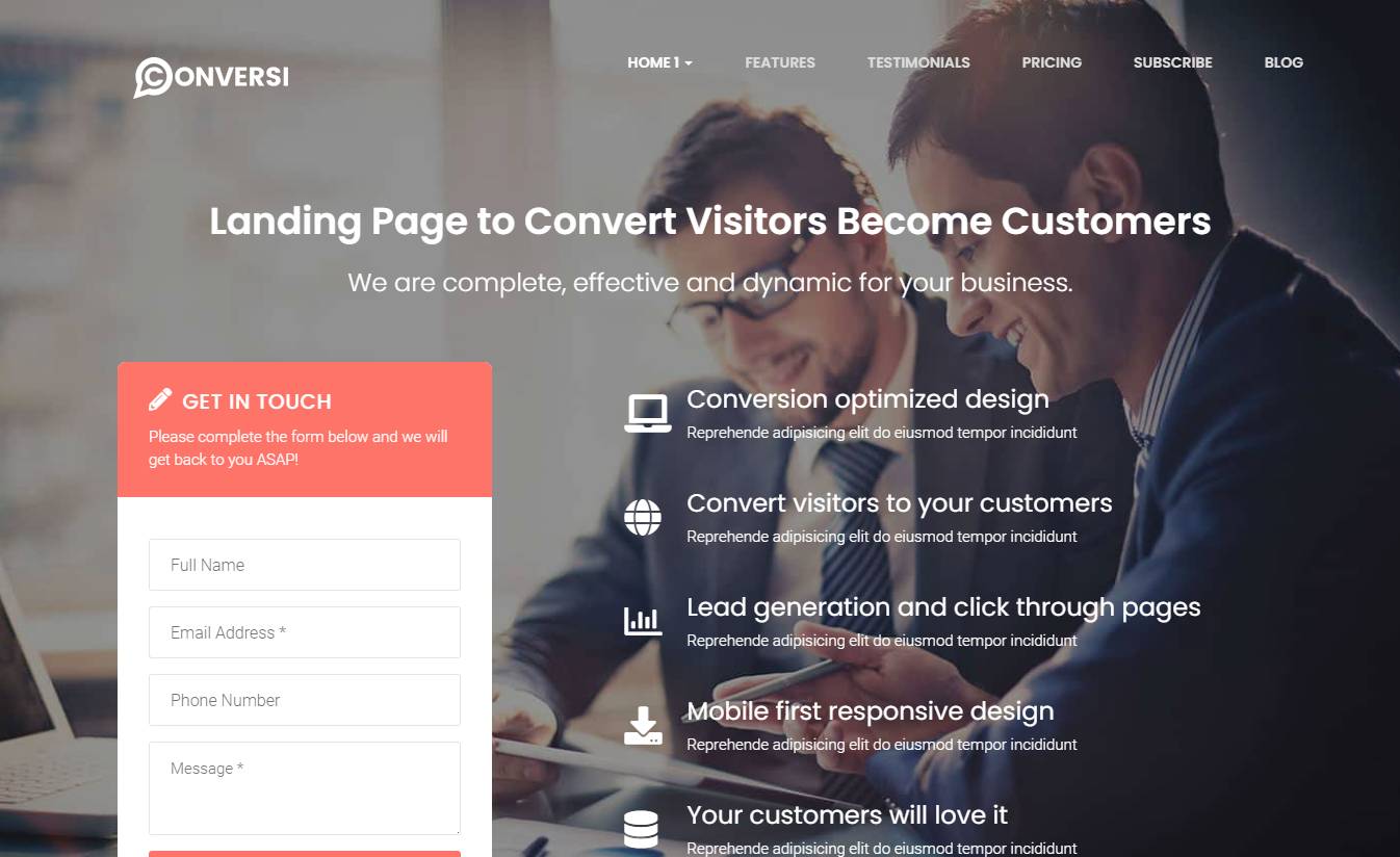 Conversi - Professional Conversion WordPress Landing Page