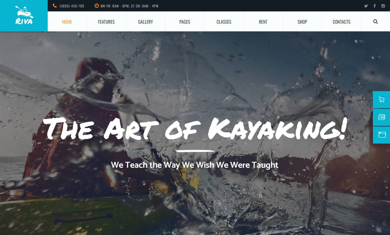  Kayaking / Paddling / Water Sports & Outdoors WordPress Theme