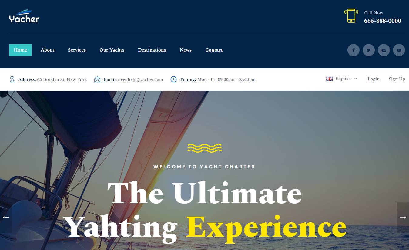 Yacher - Yacht Charter Services WordPress Theme