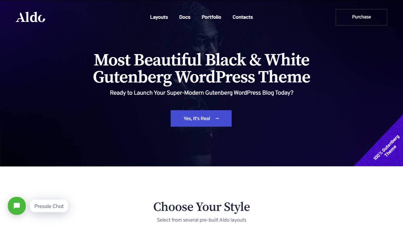 Aldo | Black and White Gutenberg Blog Theme