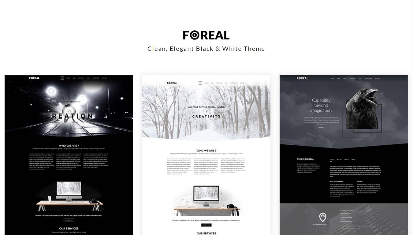 Foreal - Minimal Black & White Theme