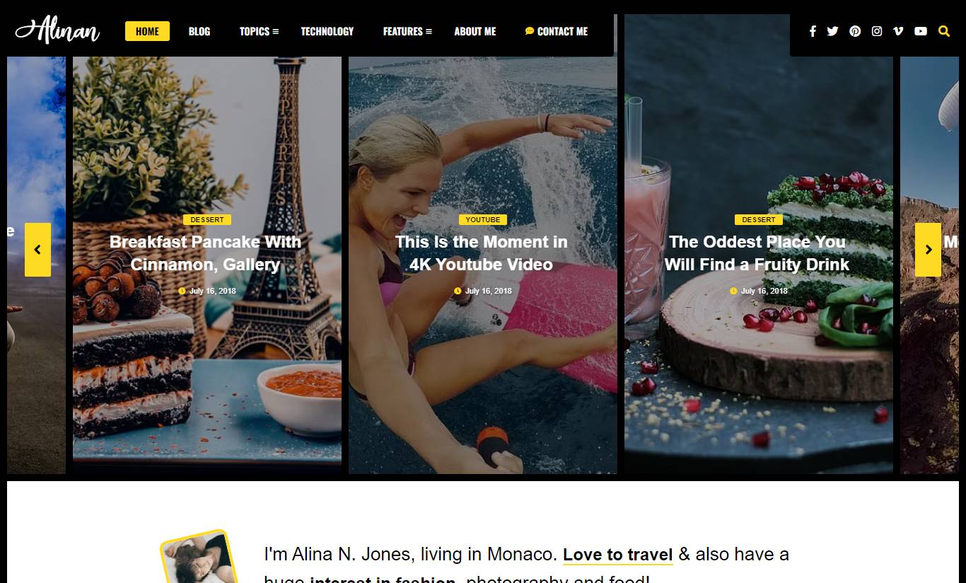  Alinan WP - A Personal Blog and Vlog Theme