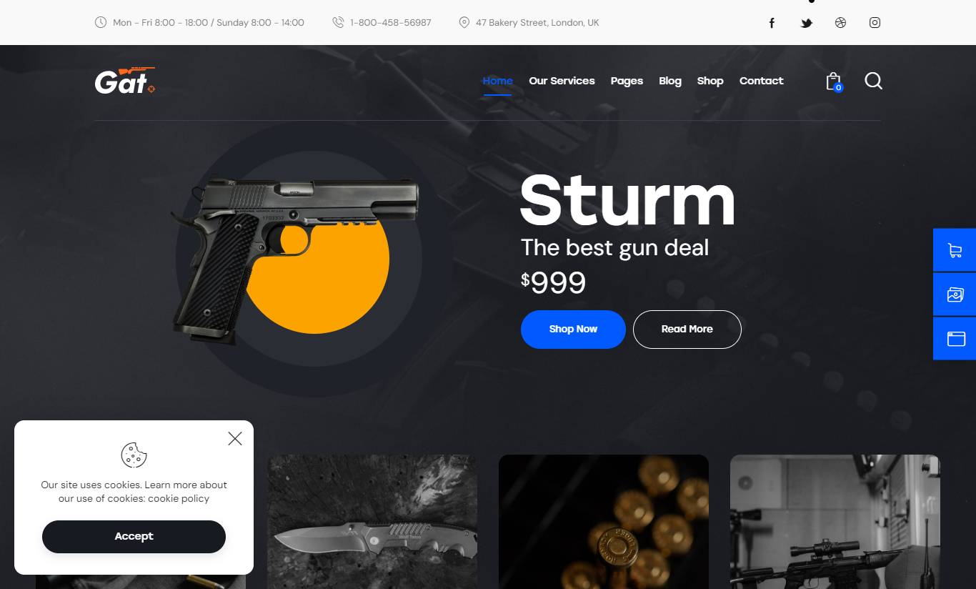 Gat - Gun & Weapon Store WordPress Theme