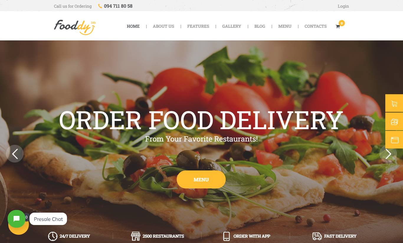 Fooddy 24/7 - Food Ordering & Delivery WordPress Theme + Elementor + RTL