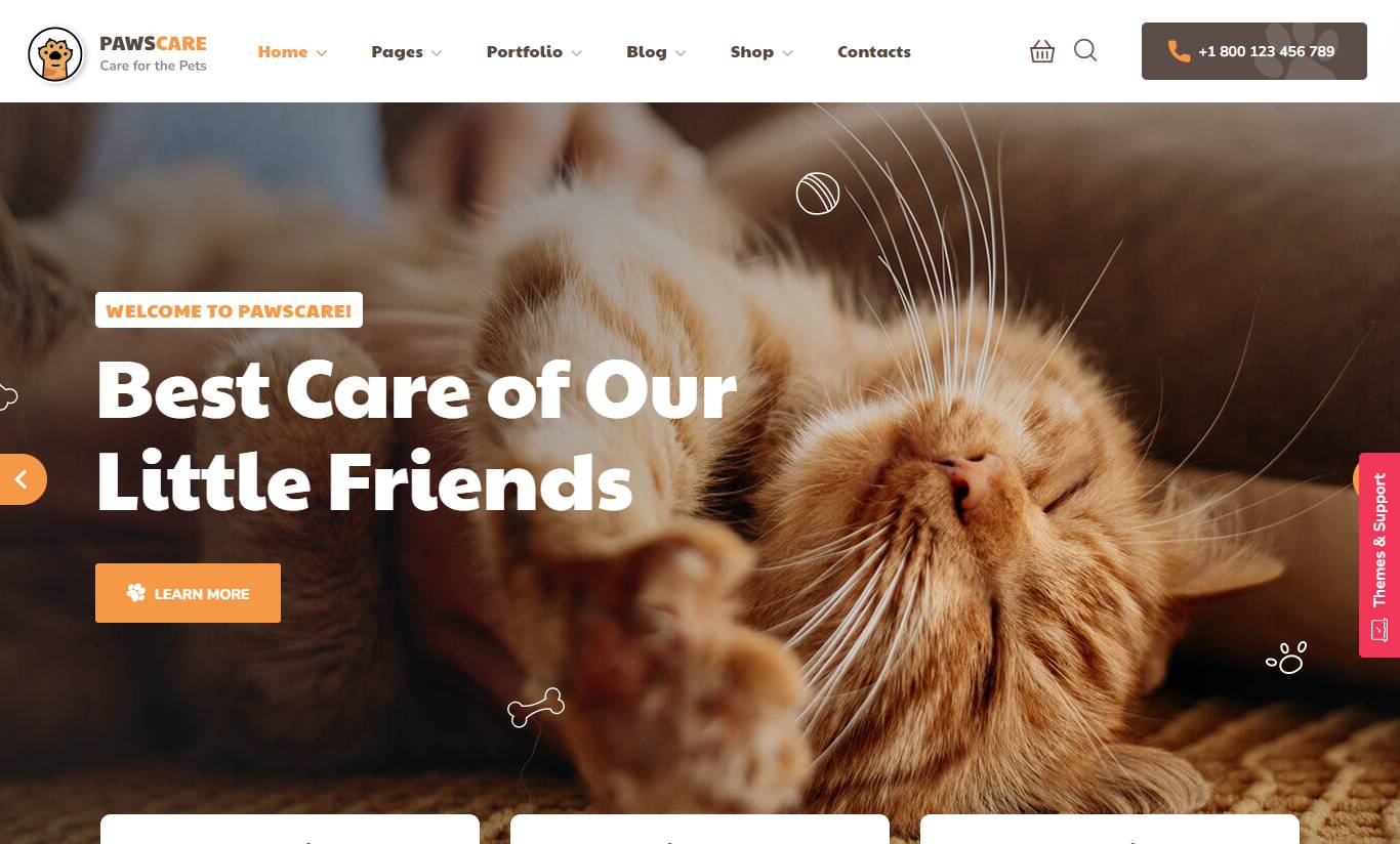 PawsCare - Pet Care & Veterinary WordPress Theme