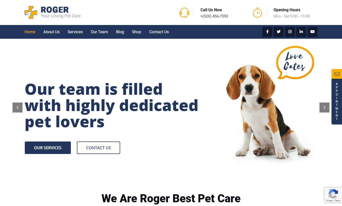 Roger - Pet Care WordPress Theme