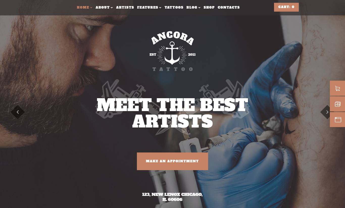 Ancora | An Urban Tattoo Salon and Ink Shop WordPress Theme