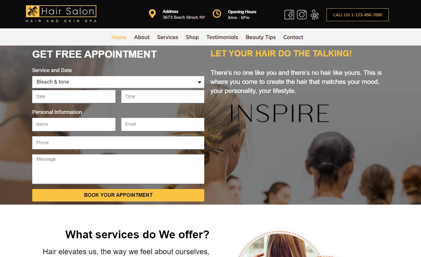 Hair Salon WordPress Theme – Hair Salon Pro