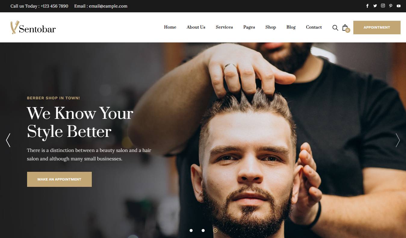  Sentobar - Barbershop WordPress Theme