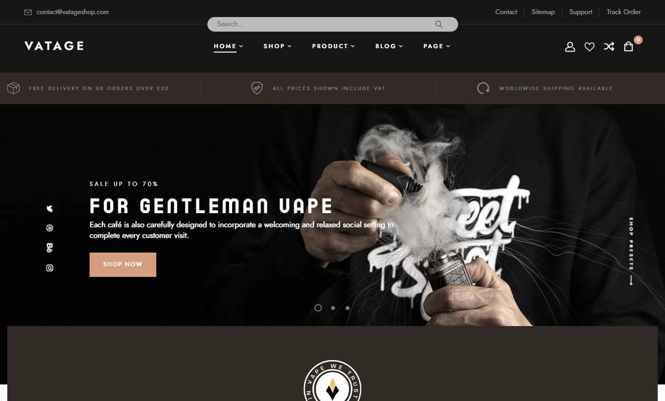 Vatage – Vape WooCommerce WordPress Theme     