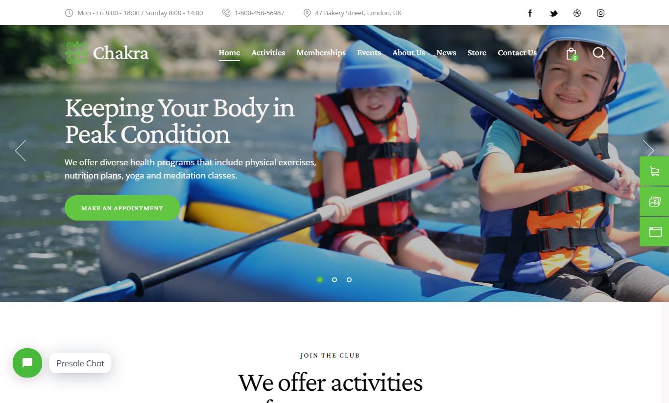 Chakra - Yoga Retreat & Leisure Center WordPress Theme