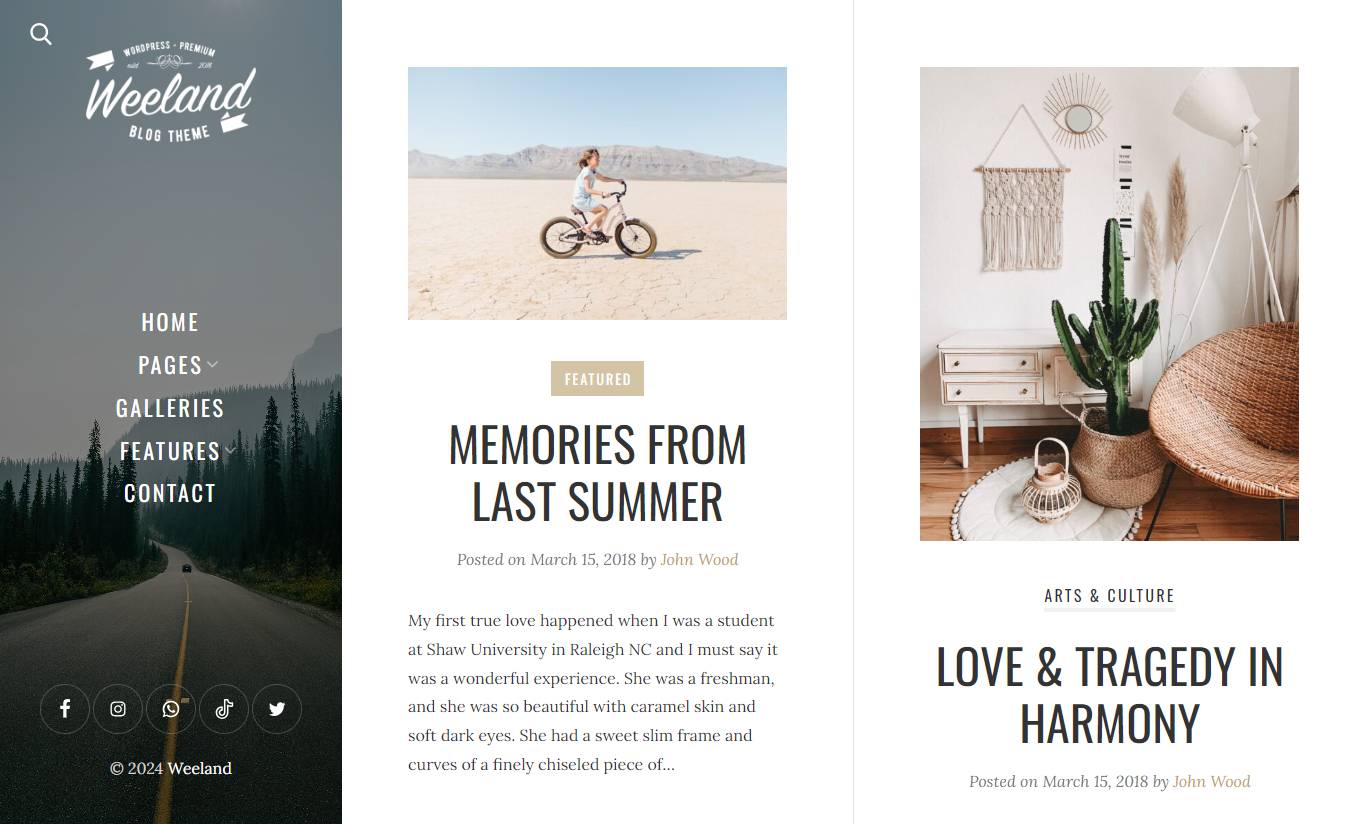 Weeland - Masonry Lifestyle WordPress Blog Theme