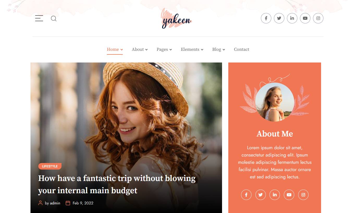 Yakeen - Lifestyle Blog WordPress Theme