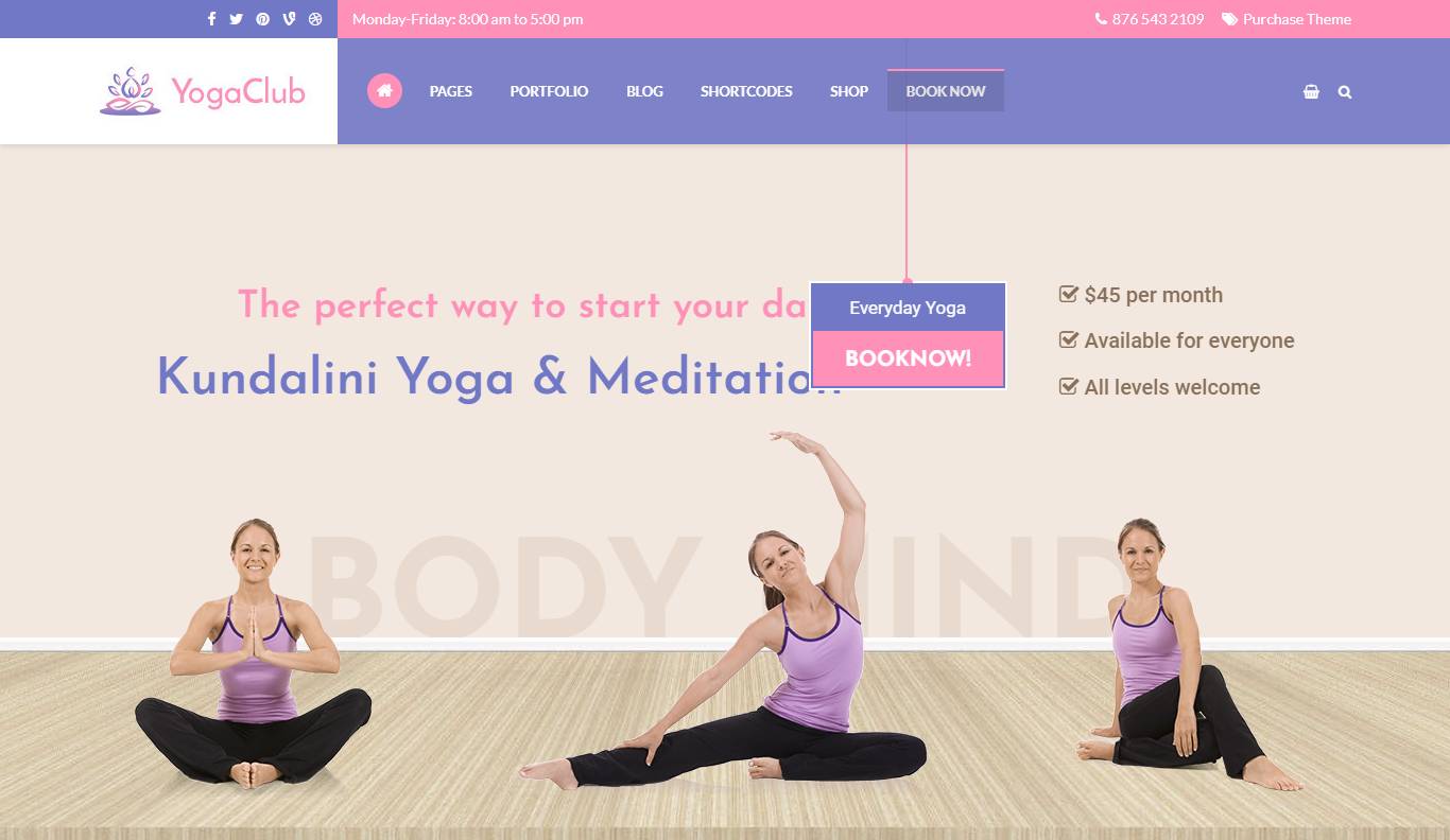 Yoga Club - Fitness and Lifestyle WordPress Theme