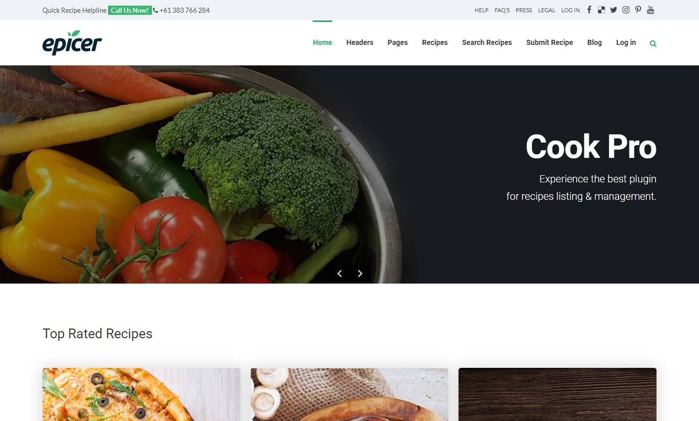 Epicer - Recipe Listing WordPress Theme