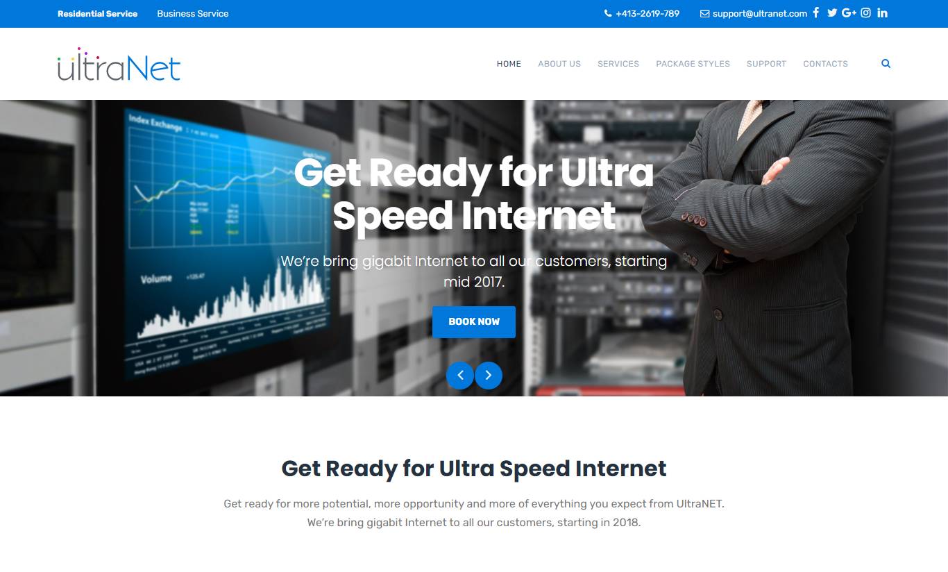 UltraNet - Broadband & Internet Service Providers WordPress Theme