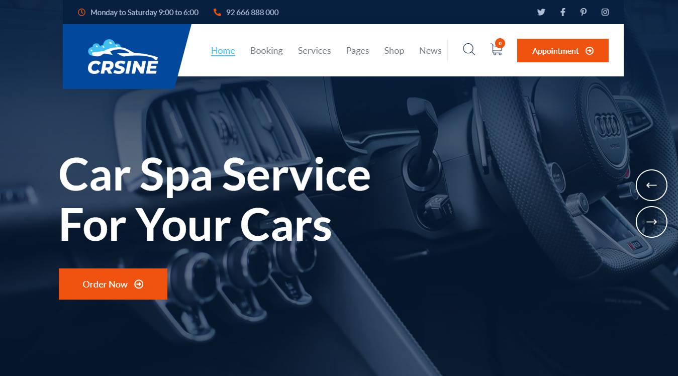 Crsine - Car Washing Booking WordPress Theme