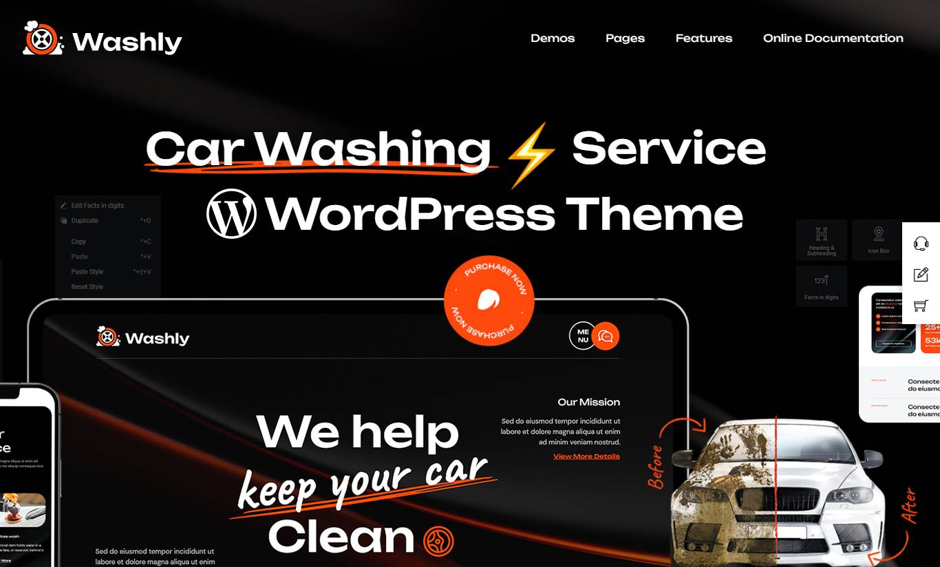 Washly - Car Wash Service WordPress Theme + Gutenberg